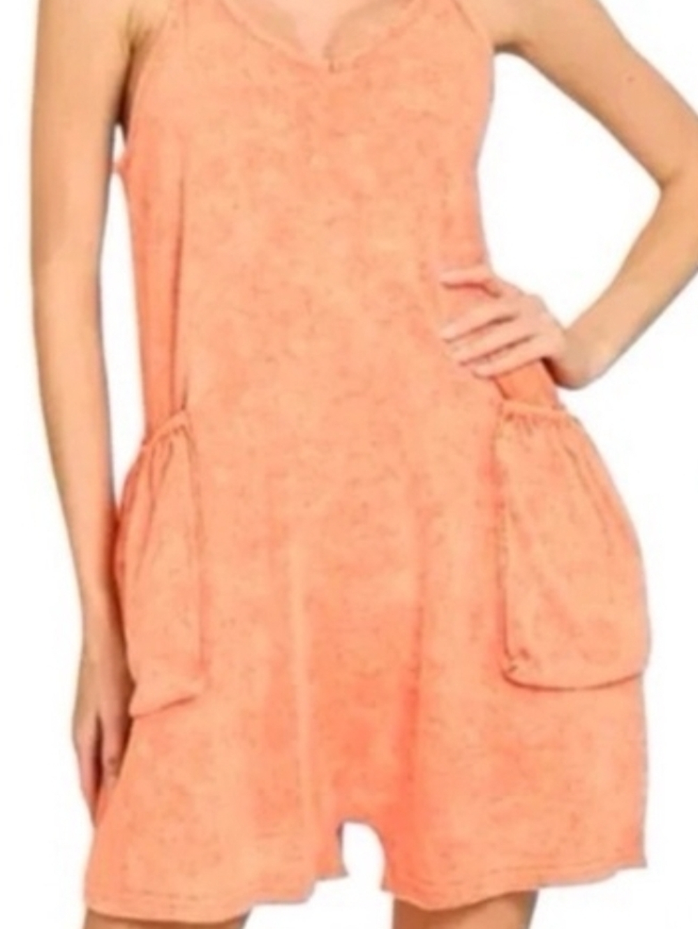 ZENANA GAUZE SHORTS OVERALLS CORAL